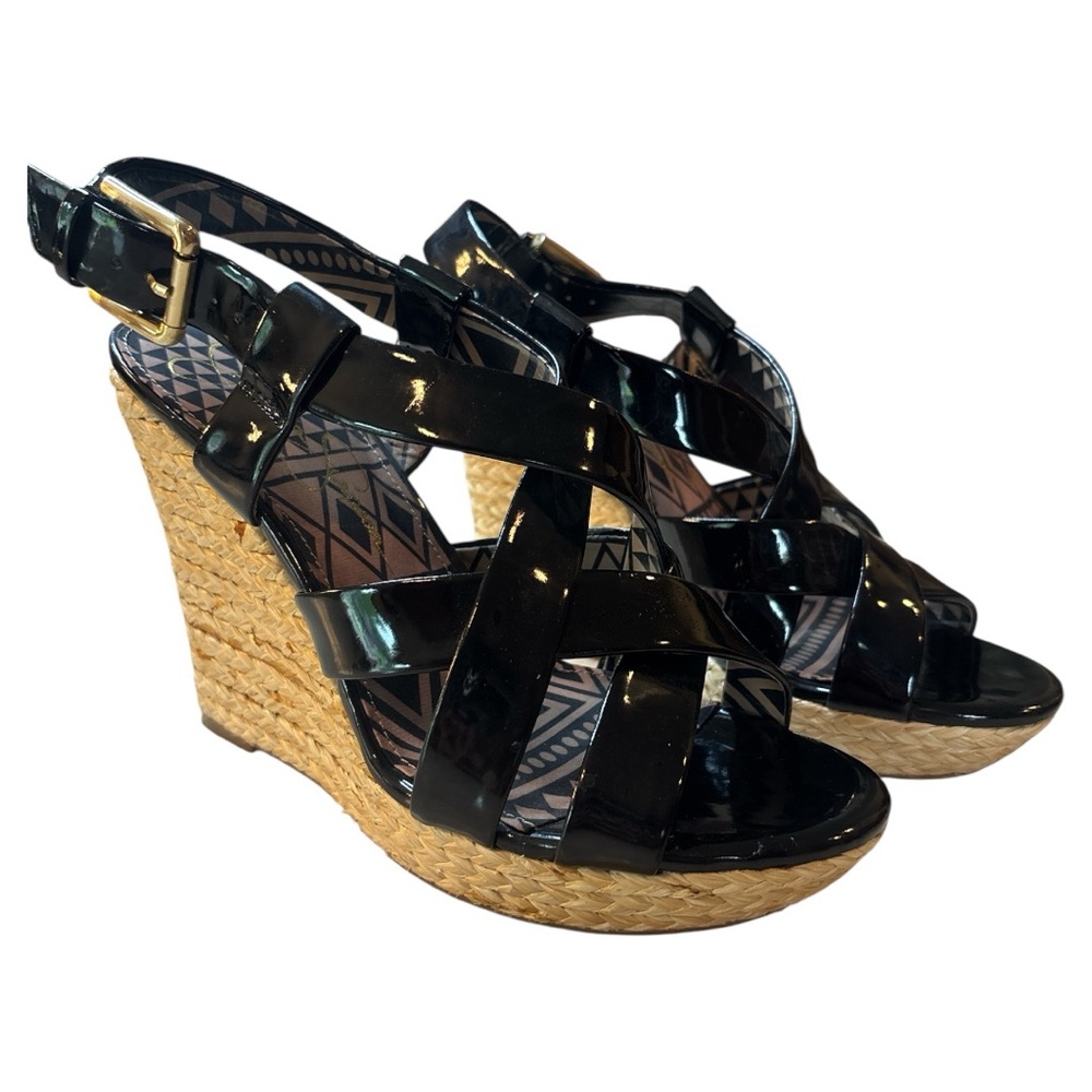 Jessica Simpson Catalina Black Patent Wedge Sandals - Picture 11 of 11